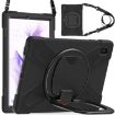 Samsung Galaxy Tab S7 FE T730 Black Silicone PC Case with Holder & Strap - 3