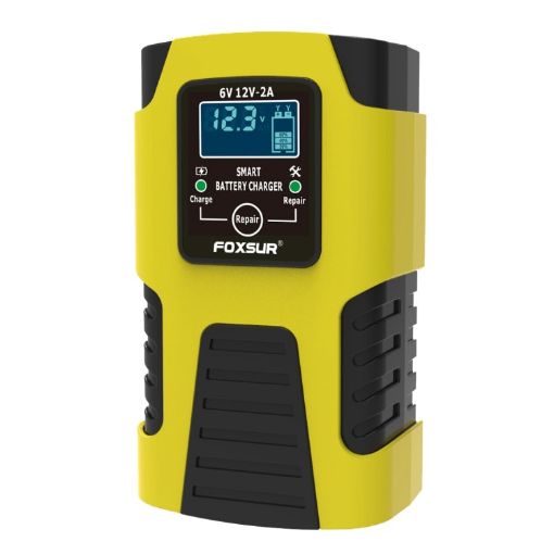 FOXSUR 2A Car/Motorcycle Smart Battery Charger 6V/12V EU Plug Yellow - 1