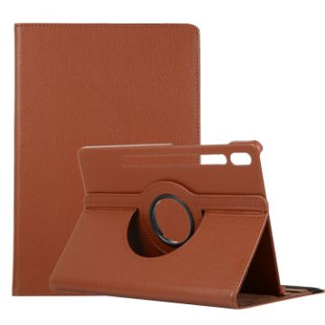 Samsung Galaxy Tab S7 FE T730 Brown 360 Rotating Leather Case - 1