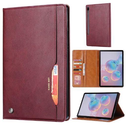 Samsung Galaxy Tab S7 FE Wine Red Leather Case with Photo Frame & Wallet - 1