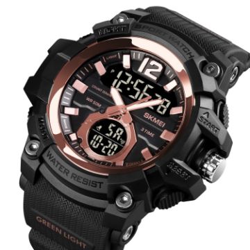 SKMEI 1725 Rose Gold LED Digital Watch - Three Time Display, Luminous - 1