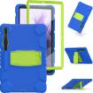 Samsung Galaxy Tab S7+/S7 FE/S8+ 3-Layer Case with Holder (Blue+Lime) - 3