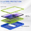 Samsung Galaxy Tab S7+/S7 FE/S8+ 3-Layer Case with Holder (Blue+Lime) - 5