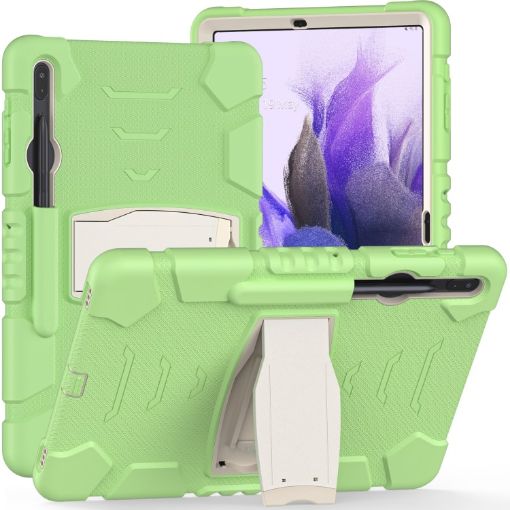 Samsung Galaxy Tab S7+/S7 FE/S8+ 3-Layer Case with Holder - Matcha Green - 1