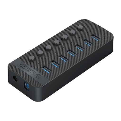 ORICO CT2U3-7AB-BK 7-Port USB HUB with Switches, US Plug, Black - 1