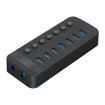 ORICO CT2U3-7AB-BK 7-Port USB HUB with Switches, EU Plug, Black - 1