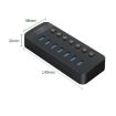 ORICO CT2U3-7AB-BK 7-Port USB HUB with Switches, EU Plug, Black - 2