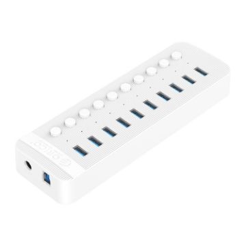 ORICO CT2U3-10AB-WH 10-Port USB HUB with Switches, UK Plug, White - 1