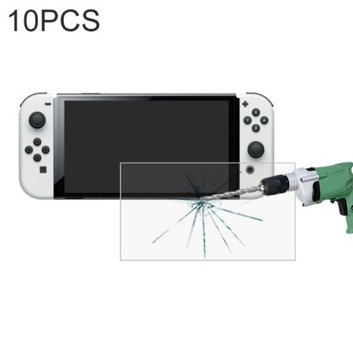 Nintendo Switch OLED Tempered Glass Film 10 PCS 0.26mm 9H 2.5D - 1