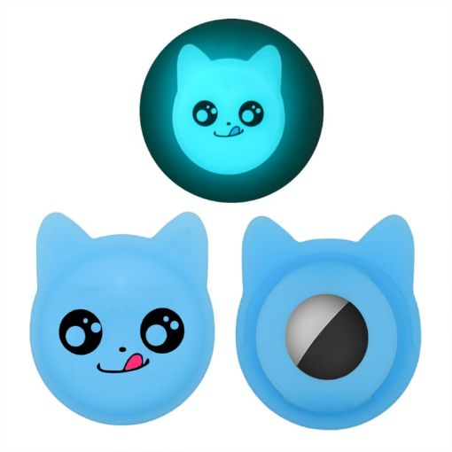 Fluorescent Blue Pet Collar Silicone Case for AirTag - Anti-lost Tracker - 1
