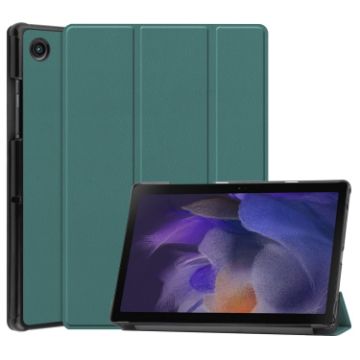Samsung Galaxy Tab A8 2021 Leather Case, Three-Fold Holder, Dark Green - 1