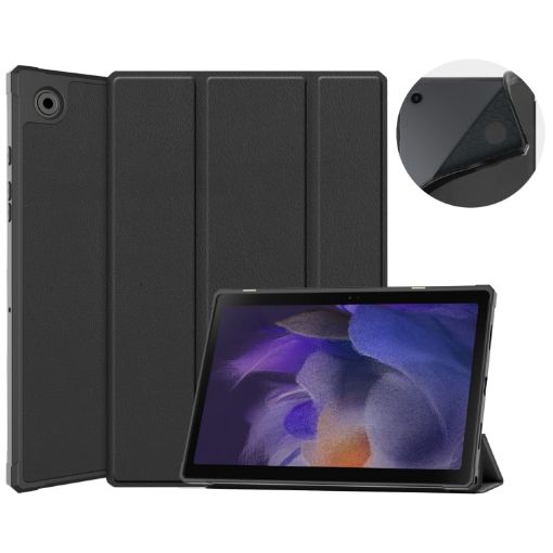 Samsung Galaxy Tab A8 2021 SM-X205 Leather Tablet Case Black 3-Fold Holder - 1