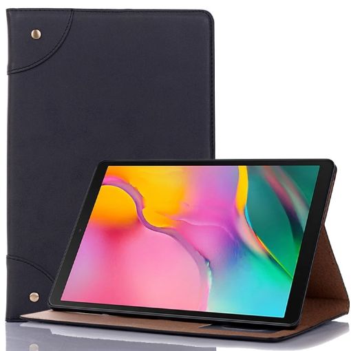 Samsung Galaxy Tab A7 T500 Retro Leather Case - Black - 1