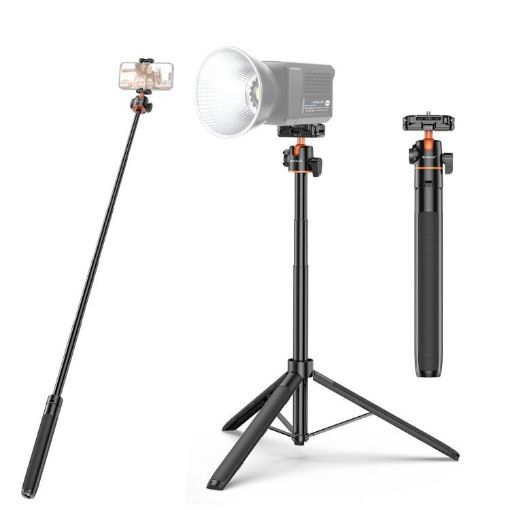 PULUZ 1.4m Selfie Stick Tripod with Phone Clip for Vlog & Live Streaming - 1
