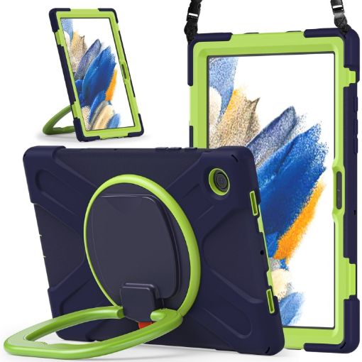 Samsung Galaxy Tab A8 10.5 2021 Case, Silicone + PC, Navy Blue/Lime - 1