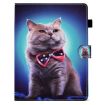 7" Tablet Case with Pen Slot - Bow Tie Cat Design, Leather Cover - 2