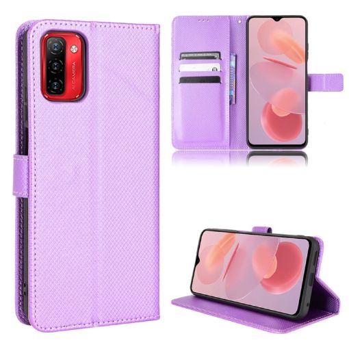 Ulefone Note 12P Purple Leather Phone Case with Diamond Texture - 1