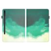 Samsung Galaxy Tab S9+ Cyan Green Watercolor Flip Leather Case - 2