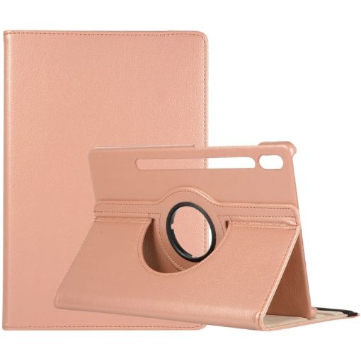 Samsung Galaxy Tab S8 Ultra Rose Gold 360 Rotation Leather Case - 1