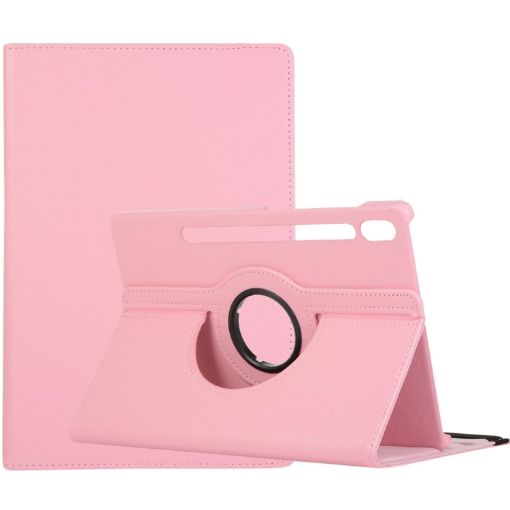Samsung Galaxy Tab S8 Ultra Pink Litchi Leather 360 Rotation Case - 1