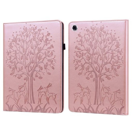 Samsung Galaxy Tab A8 10.5 2021 Tree & Deer Leather Case Pink - 1