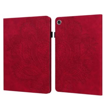 Samsung Galaxy Tab A8 10.5 2021 Red Peacock Embossed Leather Case - 1
