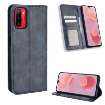 Ulefone Note 12P Blue Leather Phone Case with Magnetic Buckle Retro Texture - 1
