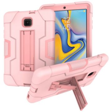Galaxy Tab A 8.0 (2018) T387 Rose Gold Silicone + PC Case with Holder - 1