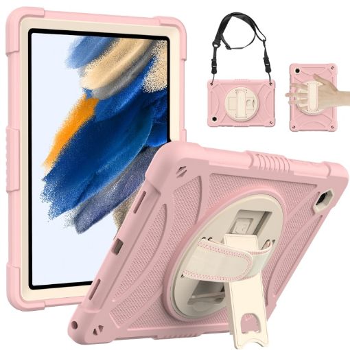 Samsung Galaxy Tab A8 10.5 2021 Rose Gold Rotary Silicone PC Case - 1