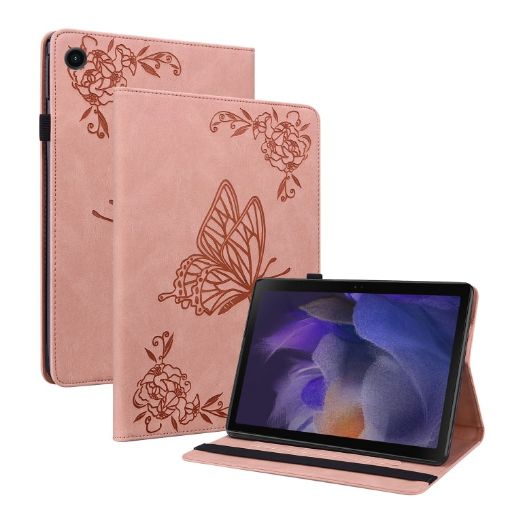 Samsung Galaxy Tab A8 10.5 2021 Butterfly Flower Leather Case Rose Gold - 1