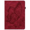 Samsung Galaxy Tab A7 T500 Red Butterfly Embossed Leather Case - 2