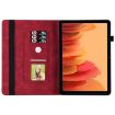 Samsung Galaxy Tab A7 T500 Red Butterfly Embossed Leather Case - 6