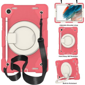 Samsung Galaxy Tab A8 10.5 2021 Red Full Body Case with Holder & Strap - 1