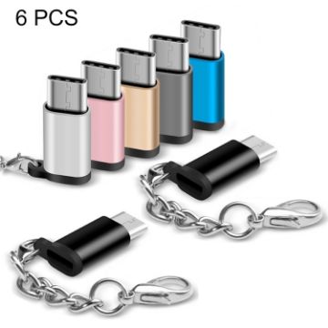 6 PCS Micro USB Female to USB-C Male Connector Adapter - Random Delivery - 1