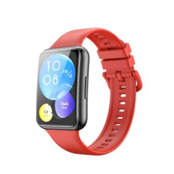 Huawei Watch Fit 2 Red Silicone Band - Solid Color Replacement Strap - 1