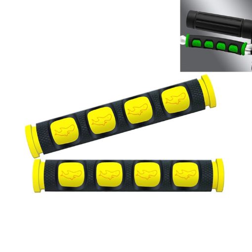 Motorcycle Handlebar Grip Covers Set - Yellow PVC Horn Shape, 2 PCS - 1