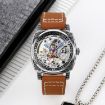 SKMEI 9271 Black Leather Strap Waterproof Mechanical Watch - 3
