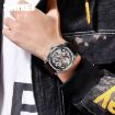 SKMEI 9271 Black Leather Strap Waterproof Mechanical Watch - 7