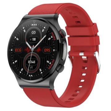 E300 Smart Health Watch, 1.32" Screen, Temp & ECG Monitor, Red Strap - 1