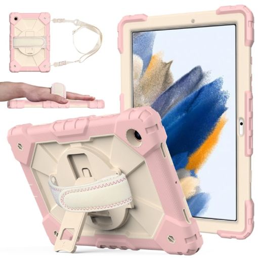 Samsung Galaxy Tab A8 10.5 2021 Case, Rose Gold+Beige Silicone+PC - 1
