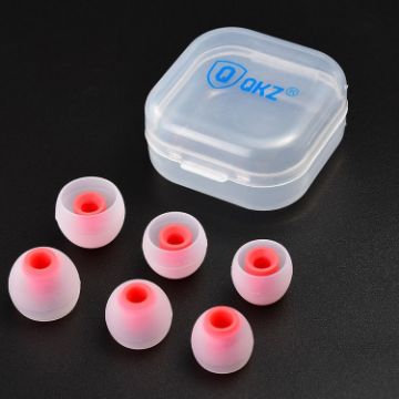 QKZ GJES 6-in-1 In-Ear Earphone Silicone Ear Caps White Red - 1