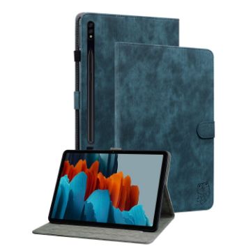 Samsung Galaxy Tab S9+ Tiger Pattern Flip Leather Case - Dark Blue - 1