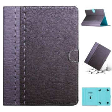 7" Grey Leather Tablet Case - Solid Color, Stitching Design - 1