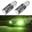 1157 12V 7W Car LED Fog Light Pair - Lime Light - 1