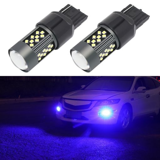 7443 12V 7W Blue Strobe LED Fog Light Pair for Cars - 1