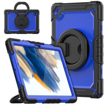 Samsung Galaxy Tab A8 Dark Blue Silicone + PC Bracelet Holder Case - 1
