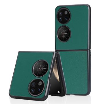 Huawei P50 Pocket Green Litchi Texture Phone Case - Plain Skin Cover - 1