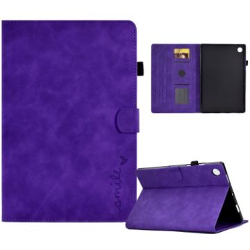 Samsung Galaxy Tab A8 10.5 2021 Purple Embossed Smile Leather Case - 1