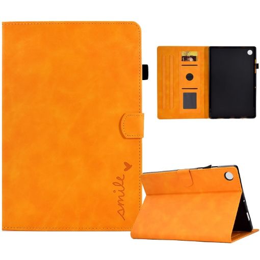 Samsung Galaxy Tab A8 10.5 2021 Khaki Embossed Smile Leather Case - 1
