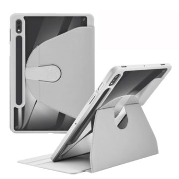Samsung Galaxy Tab A8 10.5 2021 Grey Leather Case with 360 Holder - 1
